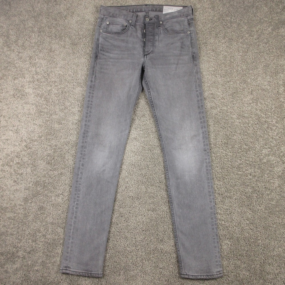 Rag & Bone Jeans Mens 28x32 Gray Fit 2 Slim Faded Button Fly Denim Pants